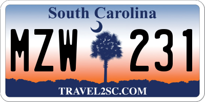 SC license plate MZW231