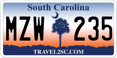 SC license plate MZW235
