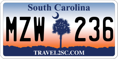SC license plate MZW236