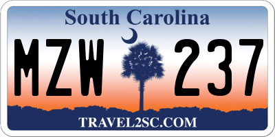 SC license plate MZW237