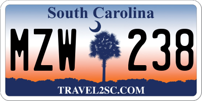SC license plate MZW238