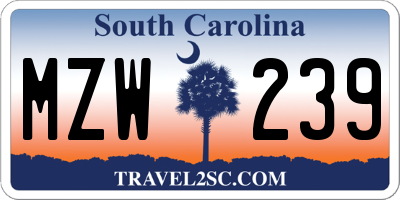 SC license plate MZW239