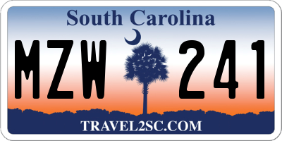 SC license plate MZW241
