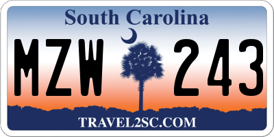 SC license plate MZW243