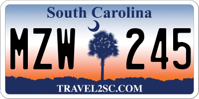SC license plate MZW245