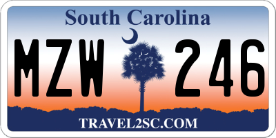 SC license plate MZW246