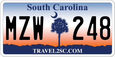 SC license plate MZW248