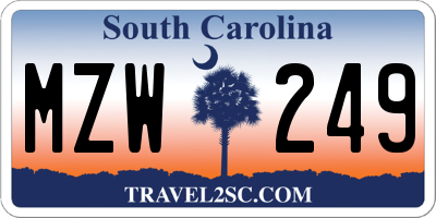 SC license plate MZW249