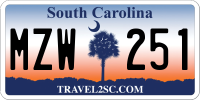 SC license plate MZW251