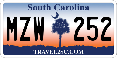 SC license plate MZW252