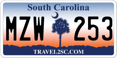 SC license plate MZW253