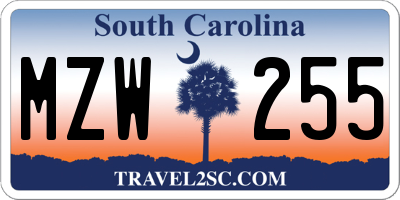 SC license plate MZW255