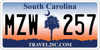 SC license plate MZW257