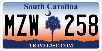SC license plate MZW258