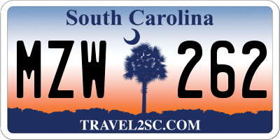SC license plate MZW262