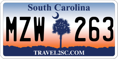 SC license plate MZW263