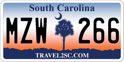 SC license plate MZW266