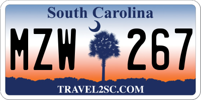 SC license plate MZW267