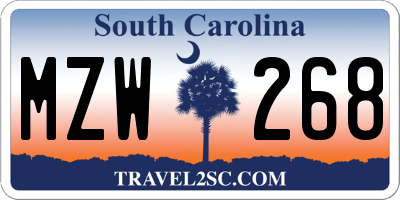 SC license plate MZW268