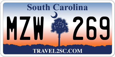 SC license plate MZW269