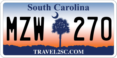 SC license plate MZW270