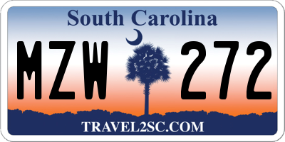 SC license plate MZW272