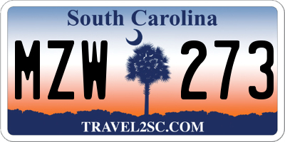 SC license plate MZW273