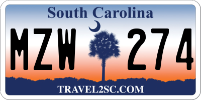 SC license plate MZW274