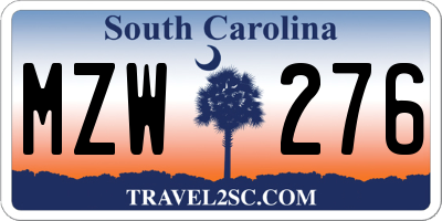 SC license plate MZW276