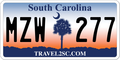 SC license plate MZW277