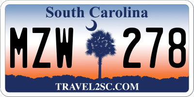 SC license plate MZW278