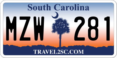 SC license plate MZW281