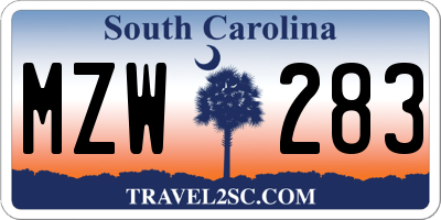 SC license plate MZW283