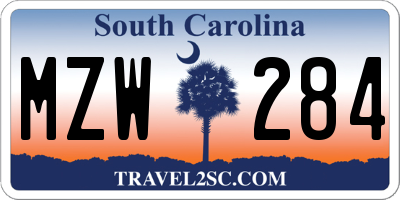 SC license plate MZW284