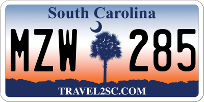 SC license plate MZW285