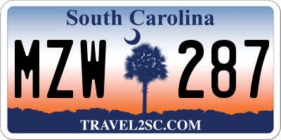 SC license plate MZW287