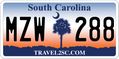 SC license plate MZW288