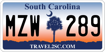 SC license plate MZW289