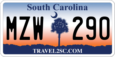 SC license plate MZW290