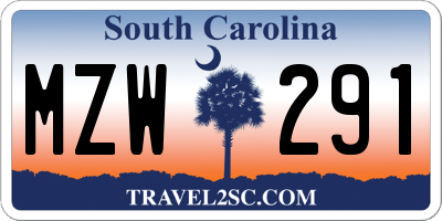 SC license plate MZW291