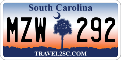 SC license plate MZW292