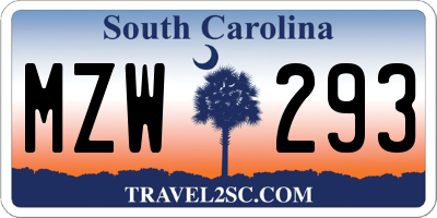 SC license plate MZW293