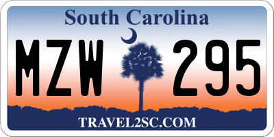 SC license plate MZW295