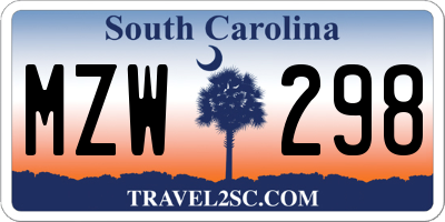 SC license plate MZW298