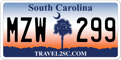 SC license plate MZW299