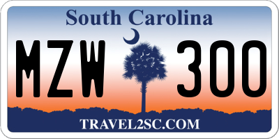 SC license plate MZW300