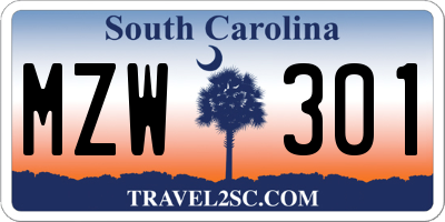 SC license plate MZW301