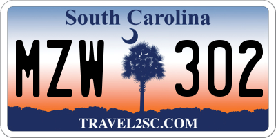 SC license plate MZW302