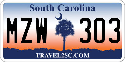 SC license plate MZW303