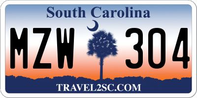 SC license plate MZW304